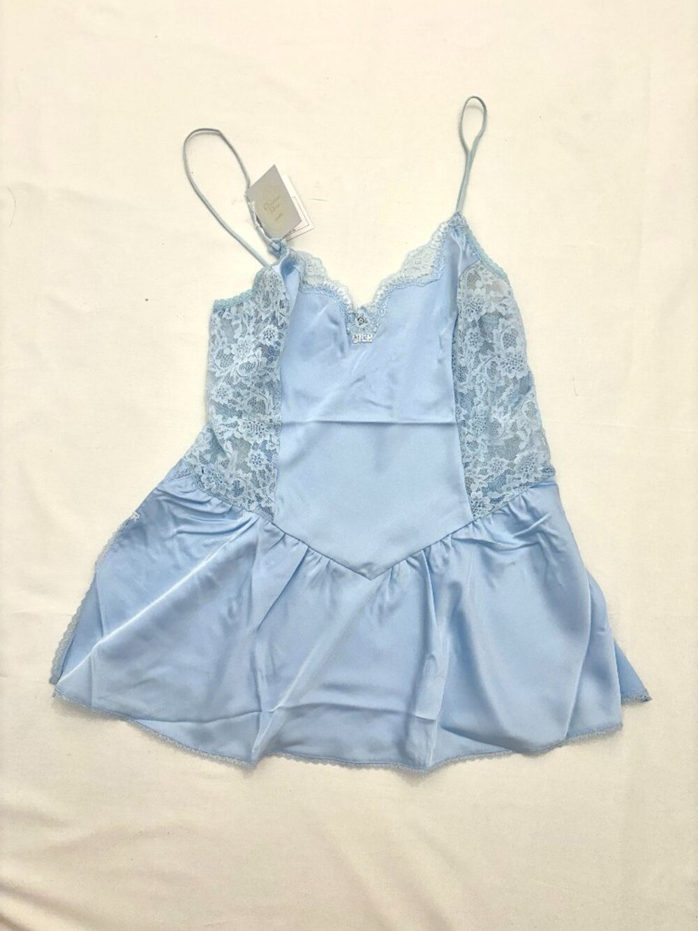 NWT Vintage Christian Dior Lingerie Blue Satin Babydoll Top